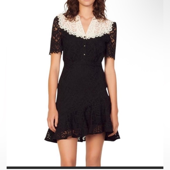 Sandro Rosanna Two Tone Lace Dress Size 38 US6 - Picture 1 of 5